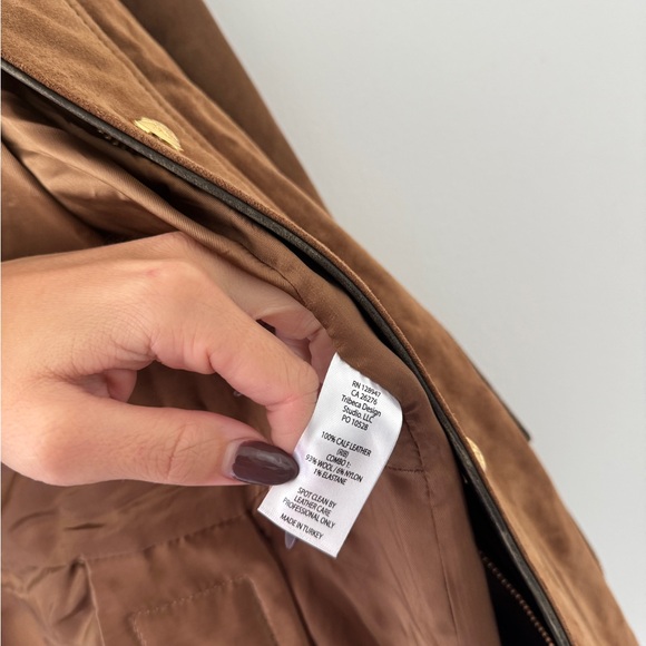 NILI LOTAN Kedem Leather Trimmed Suede Brown Jacket L - Picture 15 of 16